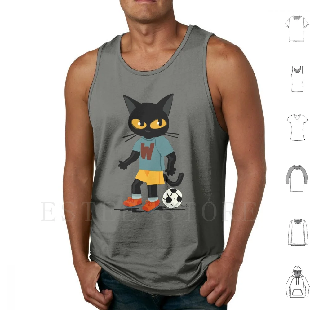 Football Tank Tops Vest Cat Cats Black Cat Kitty Football Sport Feline Cute Kawaii Lovely