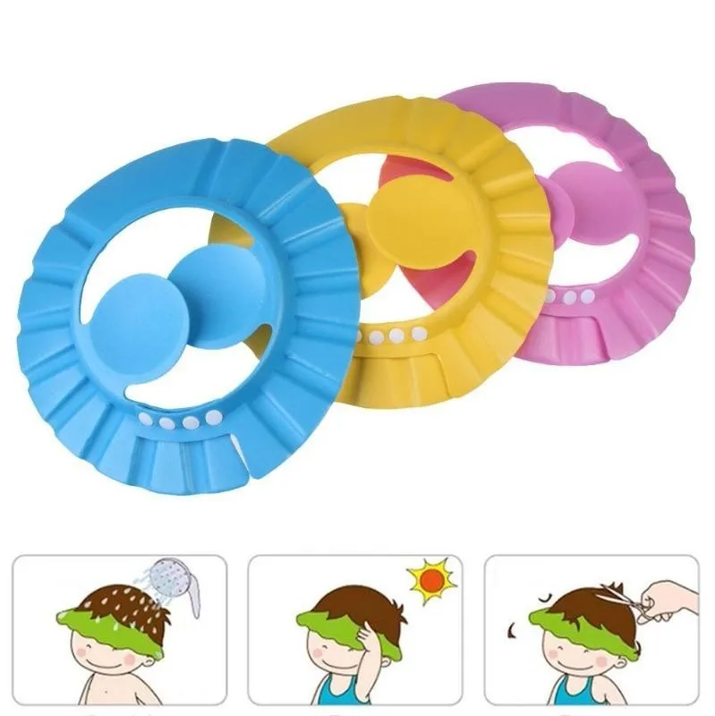 3 Colors Adjustable Baby Hat Toddler Kids Shampoo Bathing Shower Cap Wash Hair Visor Caps For Baby Care