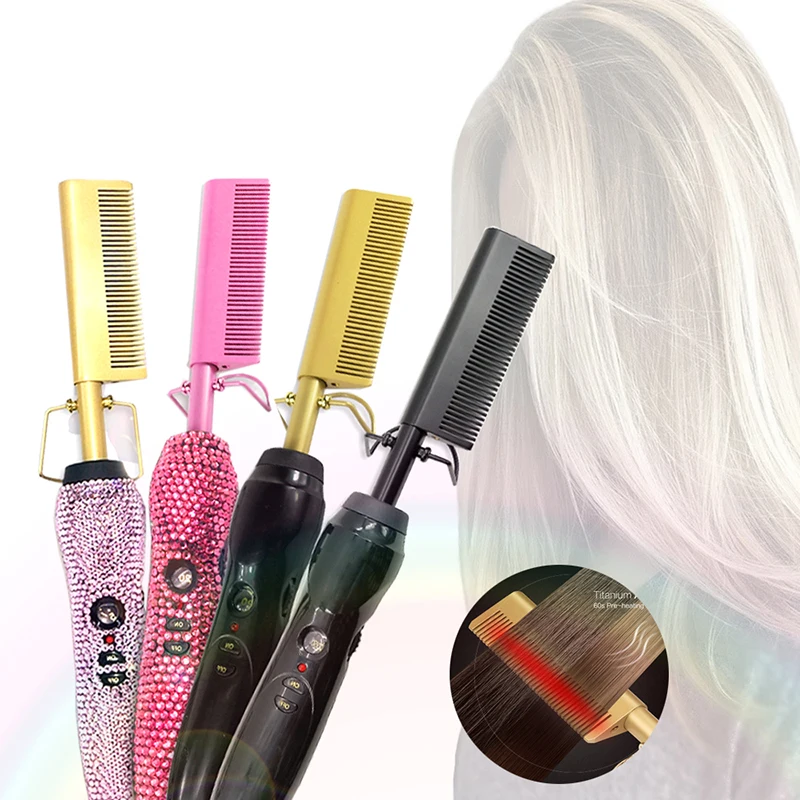 Professional Custom Straightening Electric Hair Comb Iron Electric Hair Straightener Comb Hair Brush