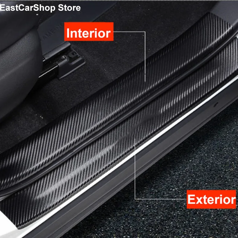 

Car Door Sill Carbon Fiber PU Leather Sticker Scuff Plate Guards Welcome Pedal for Mazda CX-5 CX5 2021 2020 2019 2018 2017