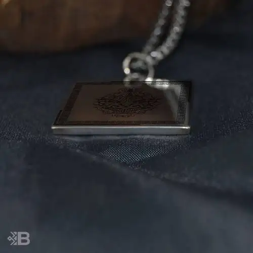 Aztek Monster Totem Square Steel Necklace-3062