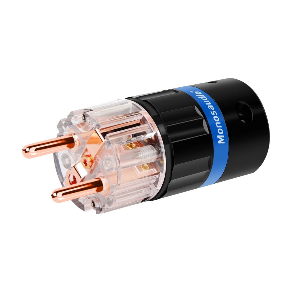

EUR Schuko Hifi Audio Power Cable Plug Monosaudio E105/F105 Transparent 99.998% Pure Copper IEC C15 Female Connector Plug
