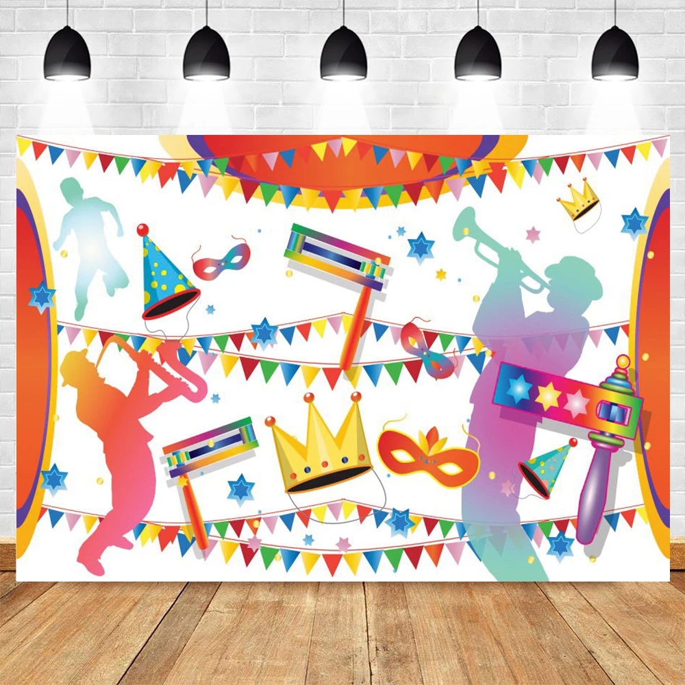 

Happy Purim Carnival Festivals Party Backdrop Photographic Jewish Baby Portrait Background Photography For Photo Studio Banner