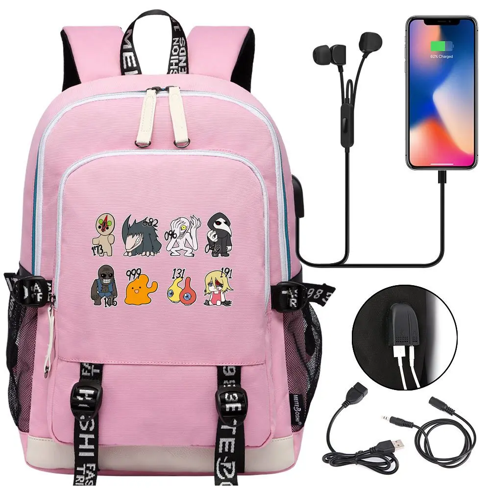 

Game SCP Backpacks Secure Contain Protect USB Backpack Shoulder Bag Women Men Laptop Bags Students School Bags Bookbag