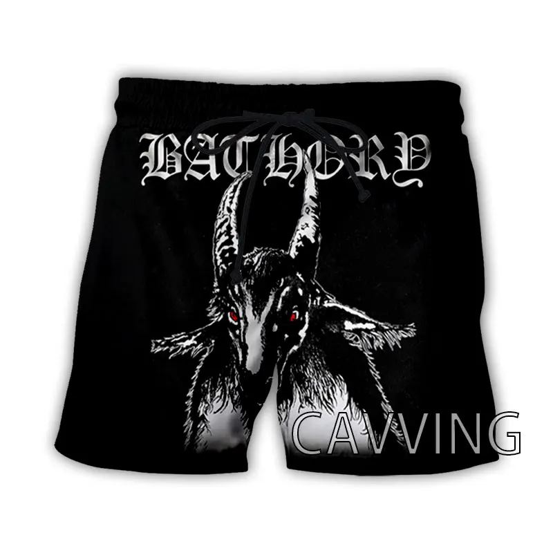 Nova moda feminina/masculina impressão 3d bathory banda verão praia shorts streetwear masculino secagem rápida férias shorts casuais