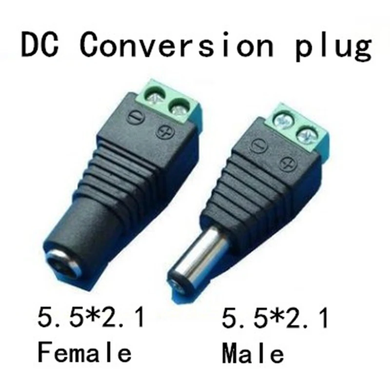 Connecteur DC femelle ou mâle 2.1x5.5mm, 1 pièce, adaptateur de prise d'alimentation pour bande lumineuse LED 3528/5050/5730 CCTV