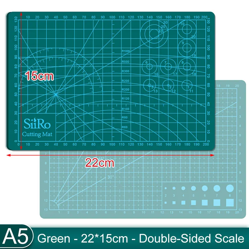 Small Size Cutting Mat 22x15cm A5 Self-Healing PVC Double Sided Rotary Board for Leather Cut Scrapbook Paper Partition Carving