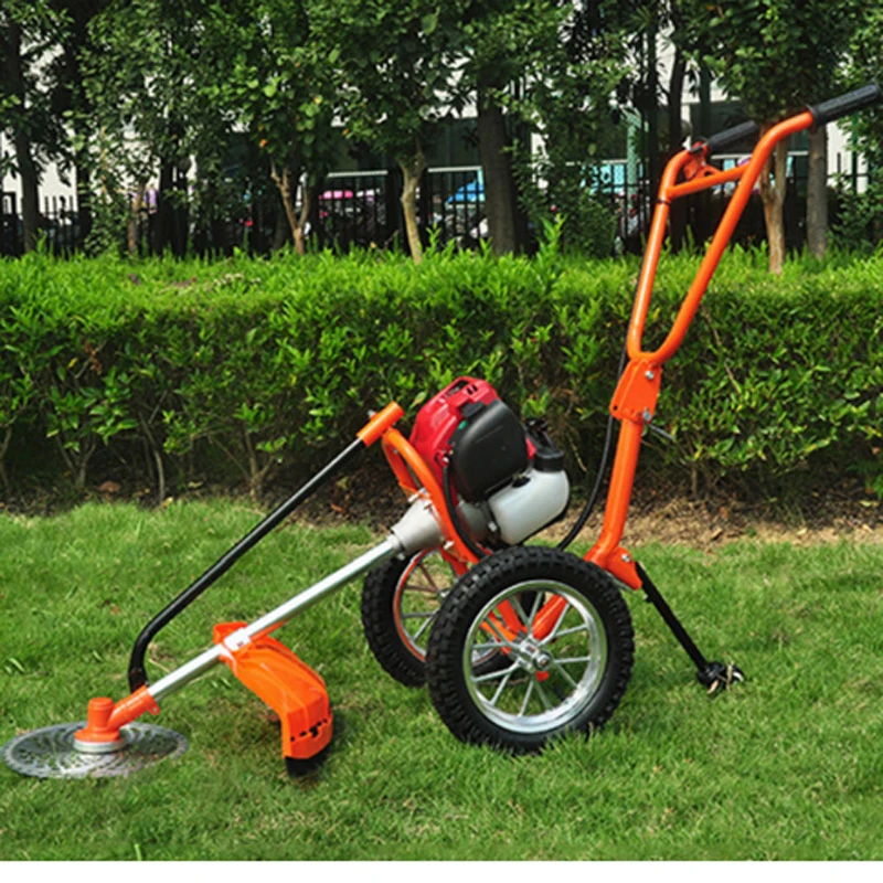 1PC ハンドプッシュ型 4 ストロークガソリン刈る人芝刈り機 37.7CC マルチユース除草機ホーム芝生草刈り機