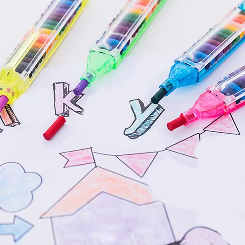 2 pezzi Vernice Disegno A Pastelli Penna 20 Colori Per Bambini FAI DA TE Matita Per Bambini Rifornimenti Arte Strumento Pittura Giocattolo Educativo L4MB