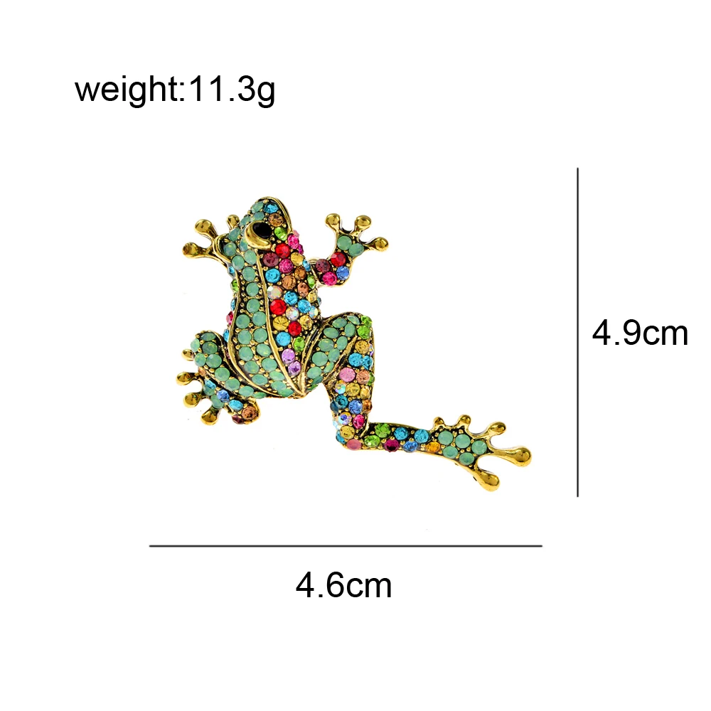 CINDY XIANG Rhinestone Frog Brooch Vivid Animal Pin Full Glasses Design Alloy Material Green Color Women And Men Jewelry