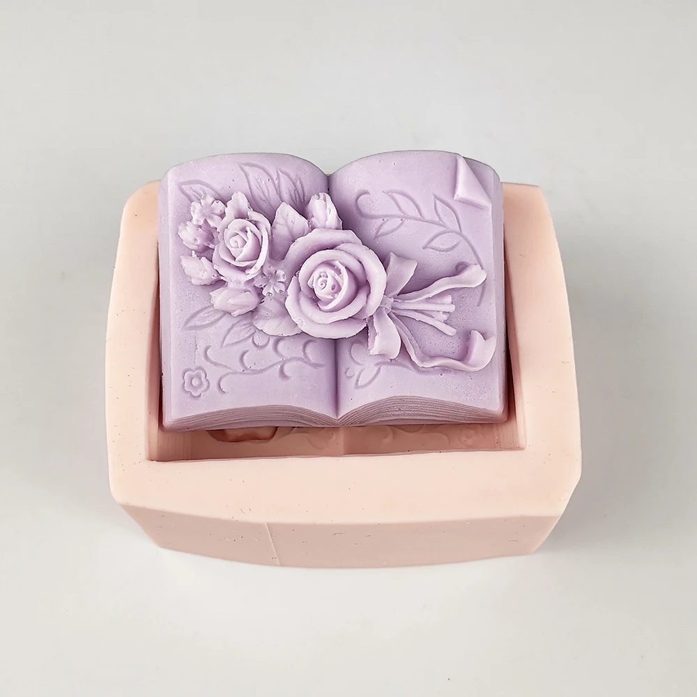 PRZY Mould Silicone The Book Of Flowers And Roses Soap Molds Fondant Soap Molds Handmade Mold Clay Resin Candle Mould