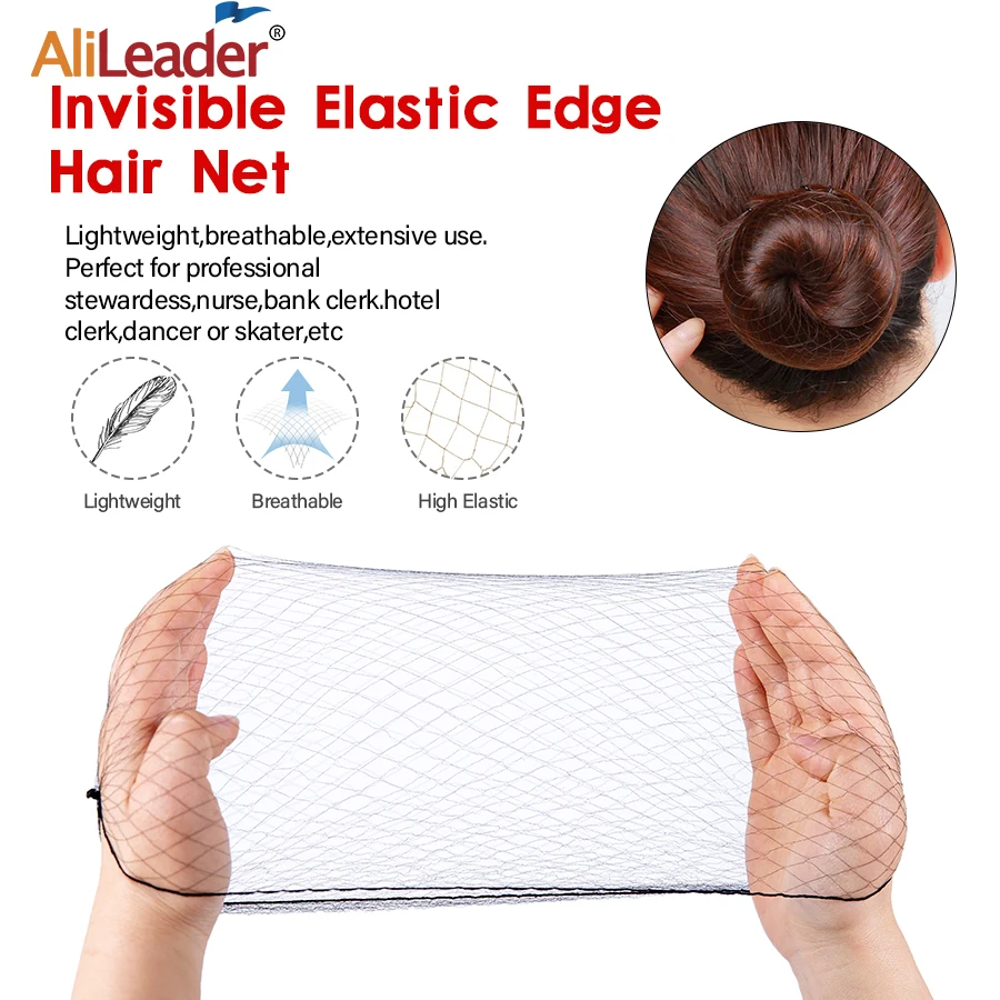 Nuovo 14/20/24 pollici durevole nylon retina per capelli per capelli panino acconciatura strumento nero invisibile bordo elastico rete per capelli styling retine per capelli