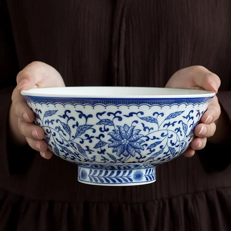 4/5/6/7.5 inch Jingdezhen Blue and White Porcelain Ceramic Ramen Bowl Chinese Household Rice Soup Bowls Kitchen Tableware Crafts