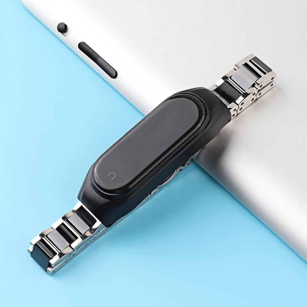 Ceramic White Metal Strap for Mi Band 6 7 Mi7 Bracelet for Xiaomi Miband 5 4 3 Band Mi6 Mi5 Wristband Replacement correa