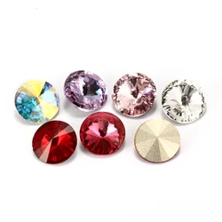 All Sizes Rivoli Pointback Loose Rhinestones Rose Violet Colorful Glass Strass Crystal Applique for Clothes Jewelry Decoration