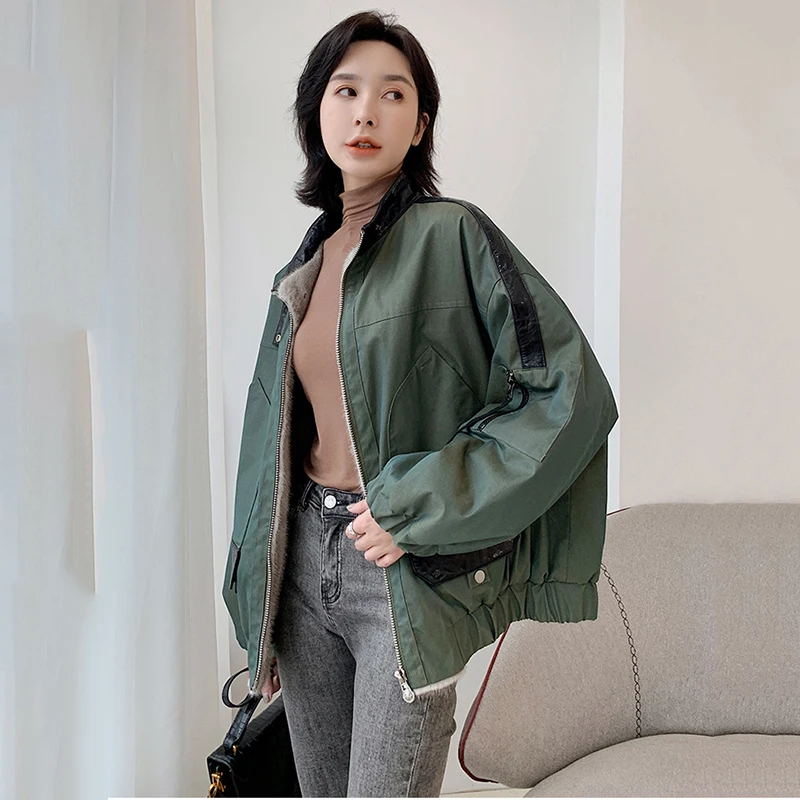 Ftangaiur جديد الشتاء المستوردة المخملية معطف فرو المنك طباعة رسالة مزدوجة الجانب ارتداء النساء قصيرة نقية الطبيعية ريال فرو المنك معاطف