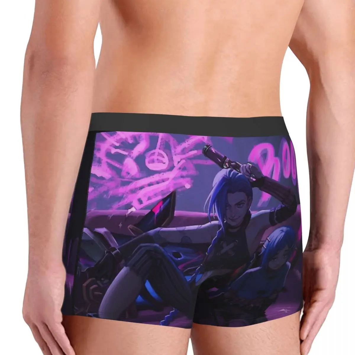 Arcane league of legends sit jinx cuecas de algodão homem cueca impressão shorts boxer briefs