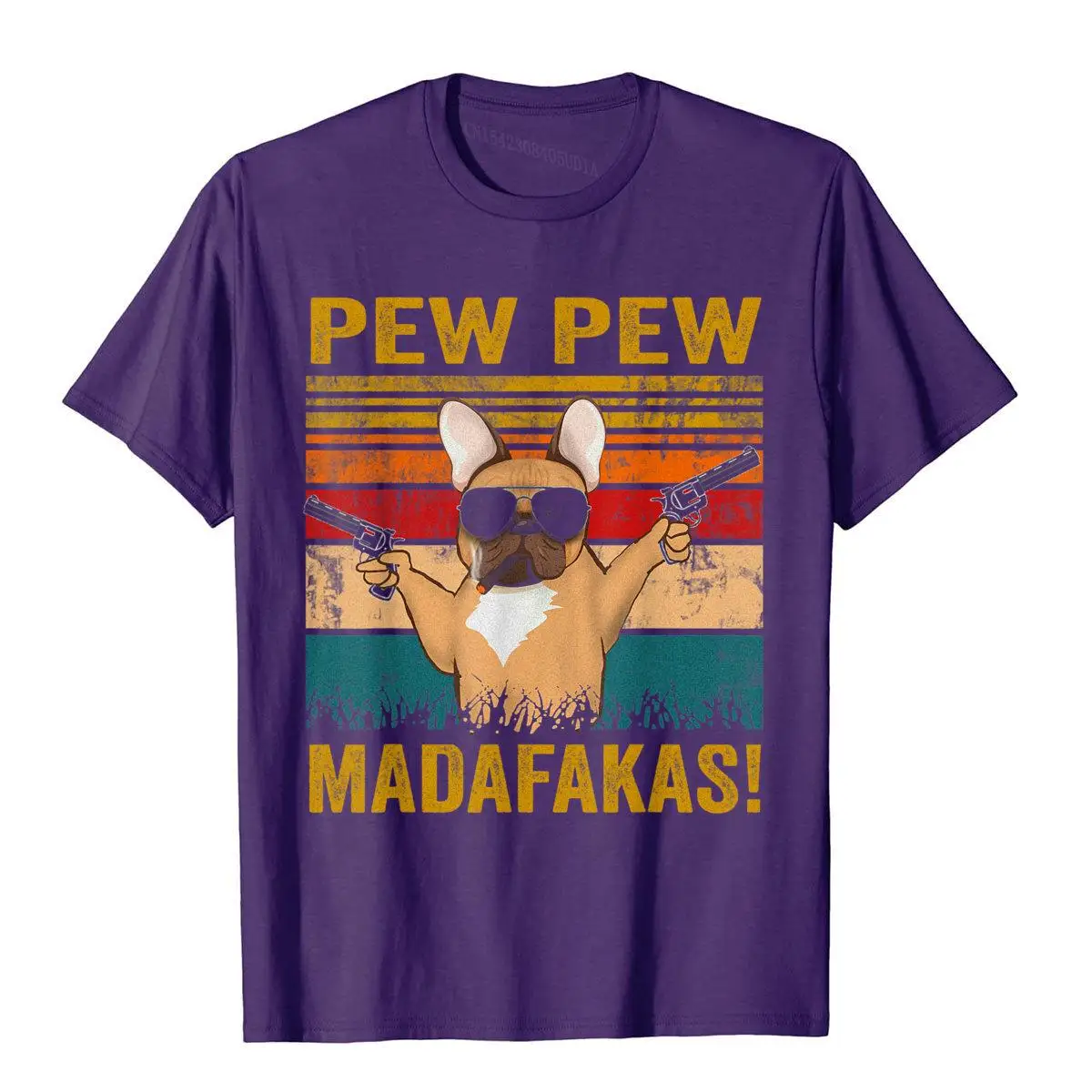 Pew Pew Madafakas French Bulldog Funny Dog Guns Frenchie T-Shirt Designer Men's T Shirt Cotton Tees Personalized