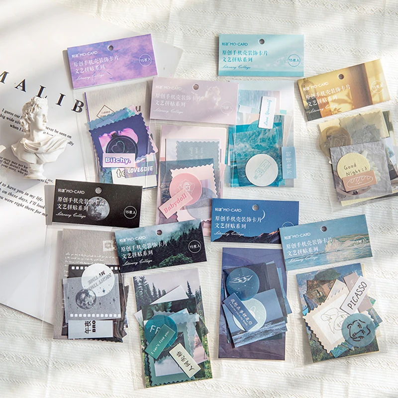 Journamm 15pcs Vintage Cards for Phone Deco Retro Stationery Supplies Plant Paper Junk Journal Label Scrapbooking Material image 3
