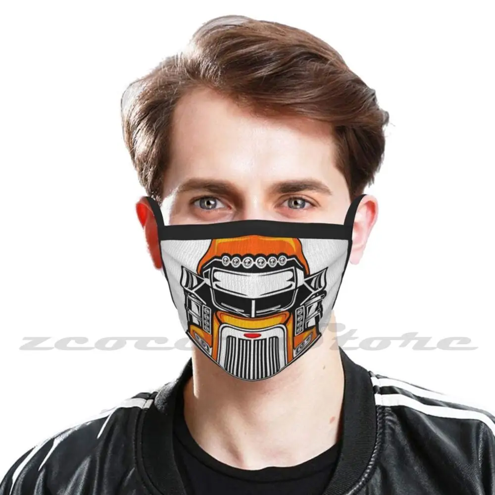 Novelty Truck Driver - Burnin - Mask Diy Washable Filter Pm2.5 Mouth Trending Truck Truck Driver Trucker Trucking Truckin Over