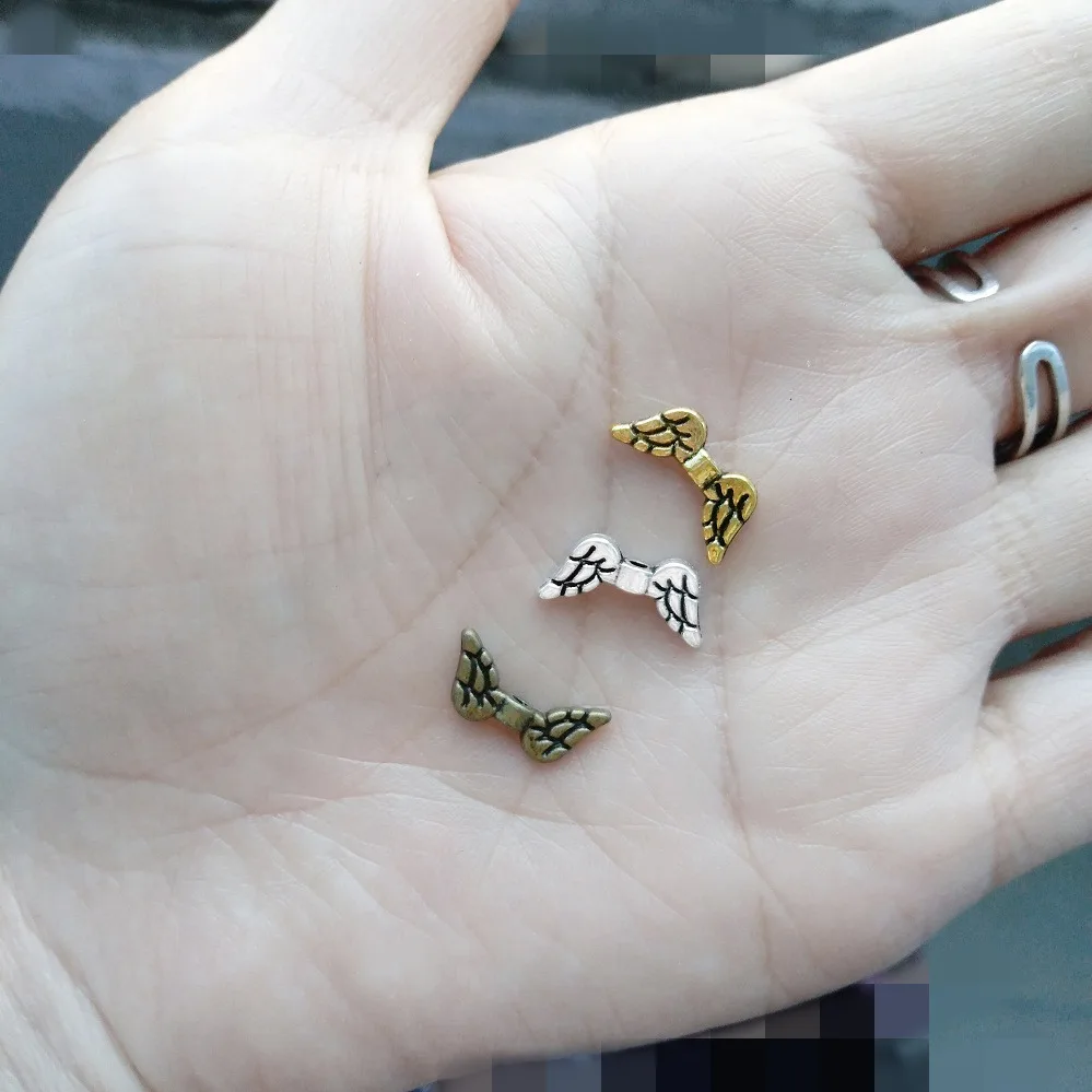 

100pcs DIY Angel Wings Beads For Jewelry Making Dangles Charms Religious Gold Silver Spacer Metal Jewellery Findings Componentsd