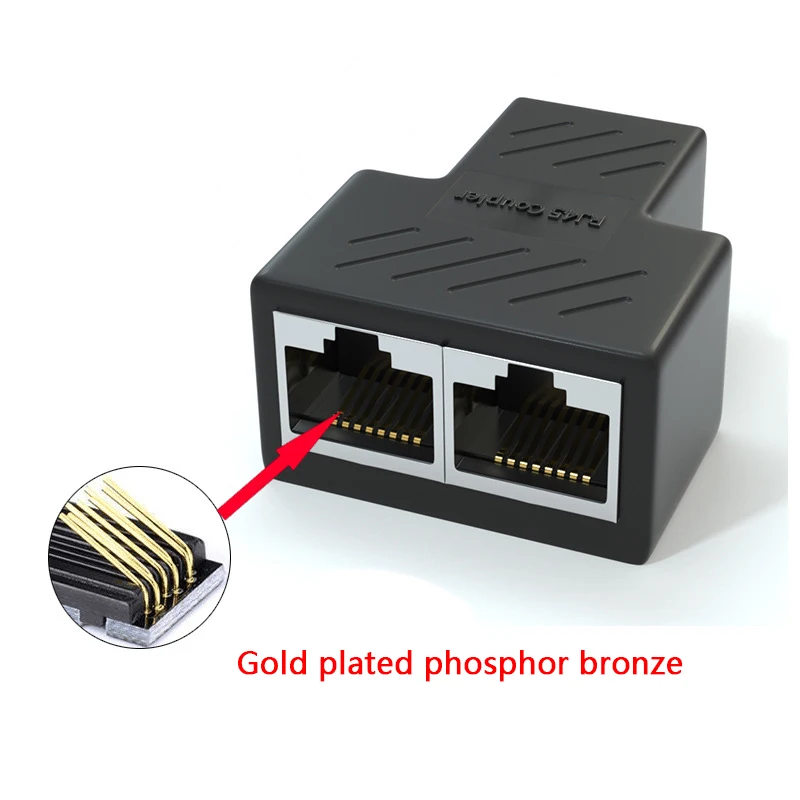 2 Buah 1 To 2 Ways Ethernet RJ45 Female Cable Splitter Adapter Connector For Router PC Laptop IP Camera TV Box