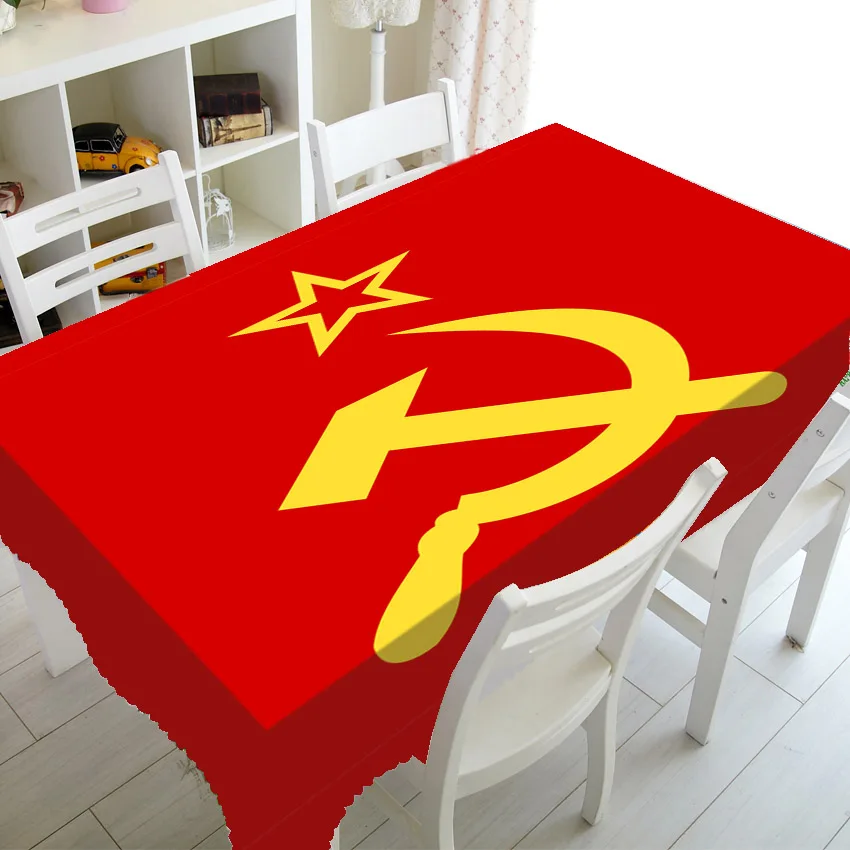 Red Soviet Socialist Republic USSR Flag Birthday Party Home Decor Communism Sickle Hammer Tablecloth Table Cloth Cover Rectangle