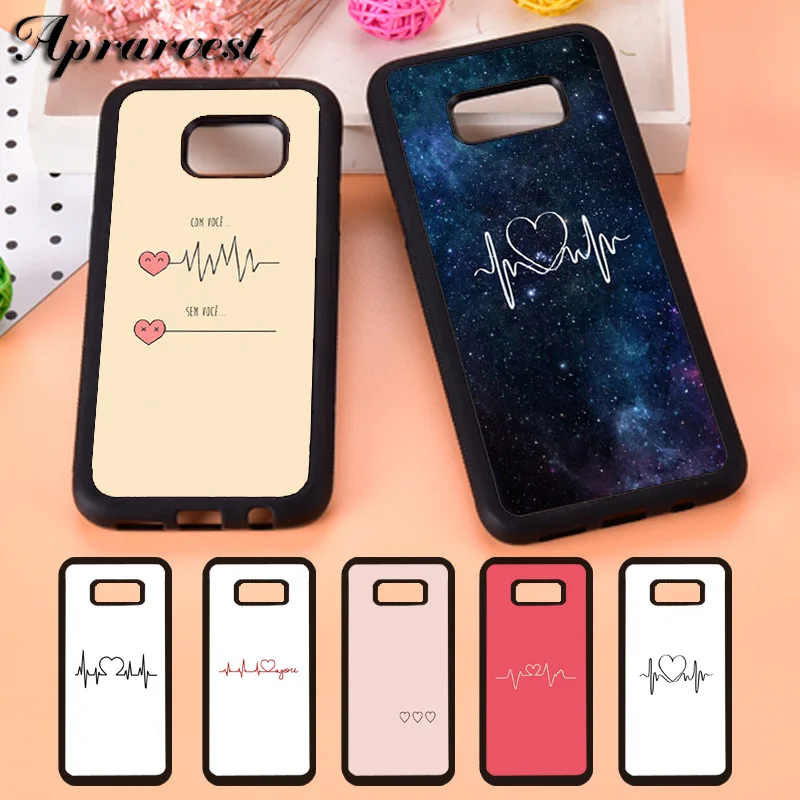 Aprarvest Love heart beat Silicone Phone Case Cover For Samsung Galaxy S5 S6 S7 edge S8 S9 Plus S10 lite S10E Note 5 8 9 10 Plus