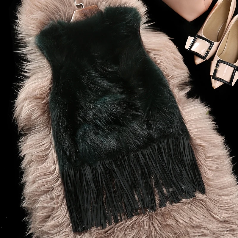 New Natural Raccoon Fur Vest 2020 Fashion Tassel Short Waistcoat for Women Winter Genuine Real Fur Coat Female WYQ1545