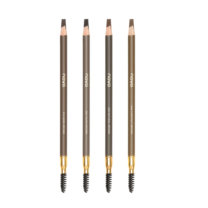 Eyebrow Pencil Makeup Eyebrow Enhancers Cosmetics Natural Long Lasting Tint Waterproof 4 Colors Wooden Eye Brow Pen with Brush