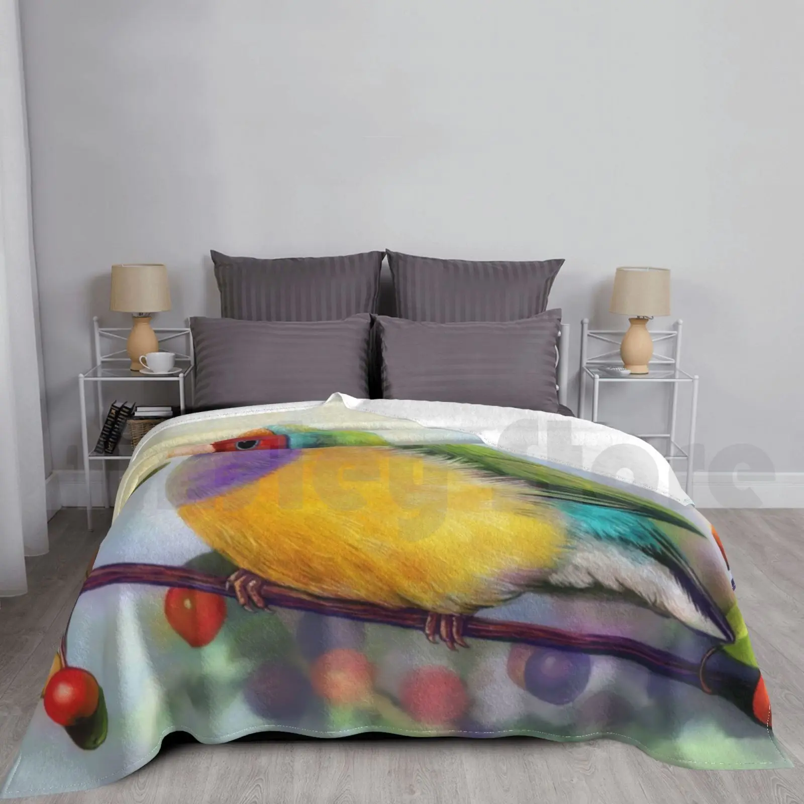 Gouldian Finch Realistic Painting Blanket Super Soft Warm Light Thin Lady Gouldian Finch Gouldian Finch Finch Bird Bird