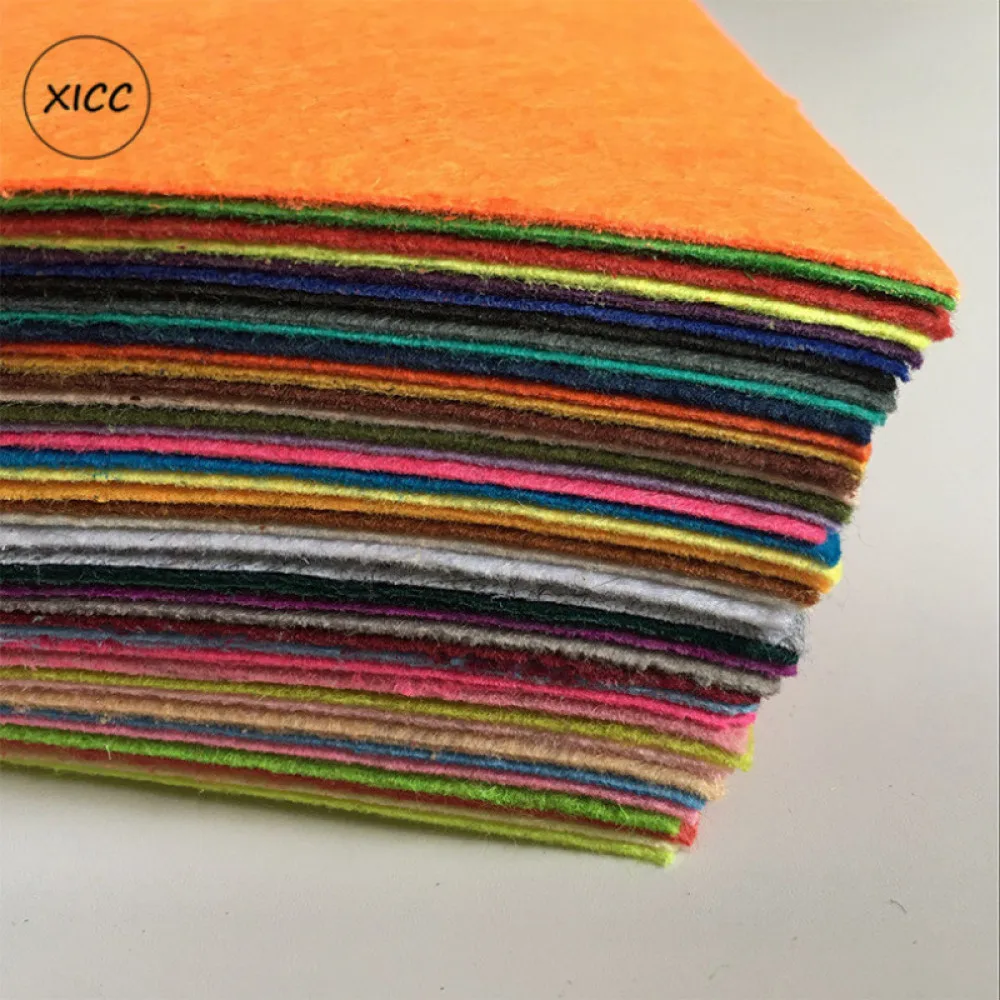 XICC 40pcs Non Woven Wool Felts Fabric of Home Decoration Pattern Bundle for Sewing Dolls Crafts 15x15cm Handmade DIY Felt 1mm