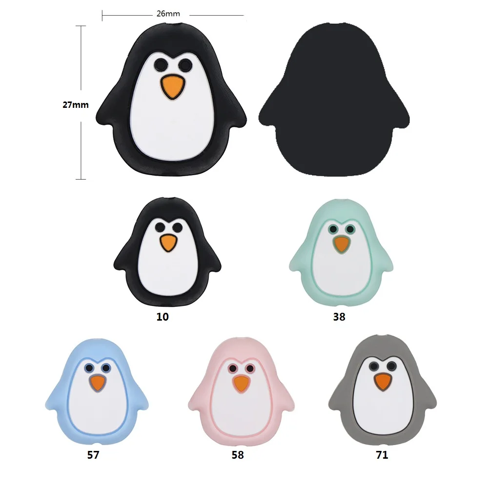 Joepada 10Pc Lovely Penguin Silicone Beads Food Grade Cartoon Teether for DIY Baby Teething Necklace Accessories Baby Teether