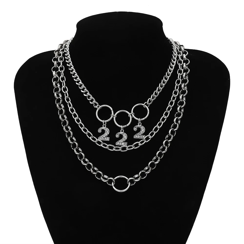New Vintage Boho Fashion Multilevel Number 2 Crystal Circle Pendant Necklaces For Women 2020 Necklace Jewelry Party Gift image 4