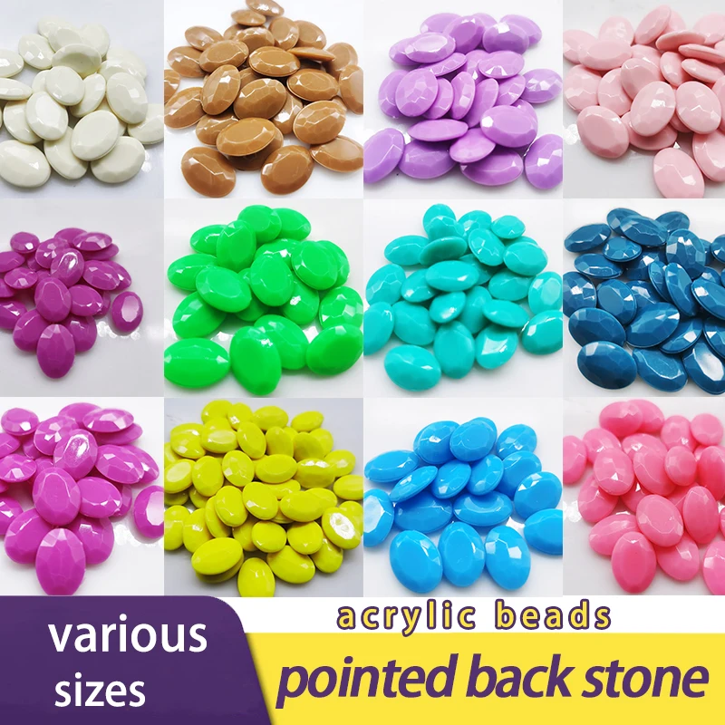 High Quality 10-25MM 24-Color  Oval  Acrylic Beads For Garment Craft Charm Jewelry 3D Nail Arts Diy Decorations