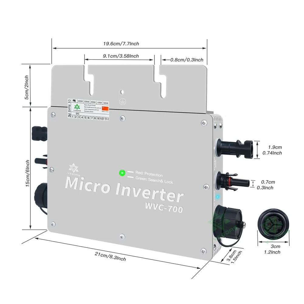 Imagem -06 - Micro Conversor Solar de Onda Senoidal Mppt 700w Microinversor Grid Tie Regulador Ip65 Inversor 30v 36v dc 110v 220v ac