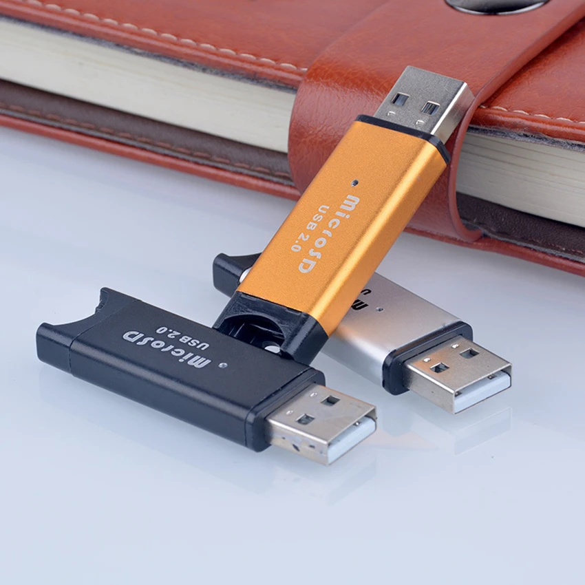 알루미늄 합금 SD 카드 리더, USB 2.0 카드 리더, 고속 스마트 TF 카드, 휴대용 어댑터, 무작위 색상