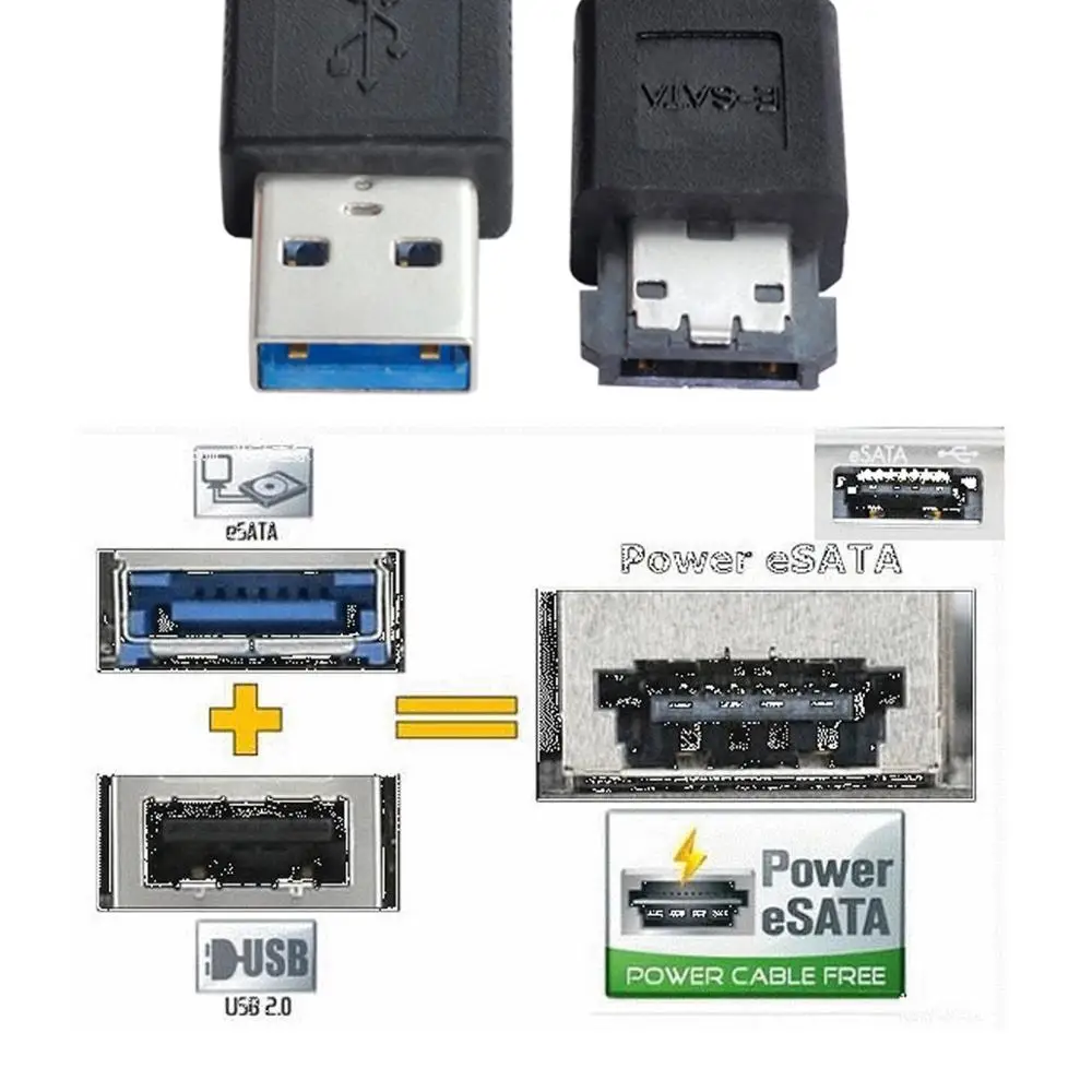 Power Over ESATA DC 5V Power To USB 3.0 Adapter USB3.0 To HDD/SSD/ODD ESATA Power Converter Cable 1m