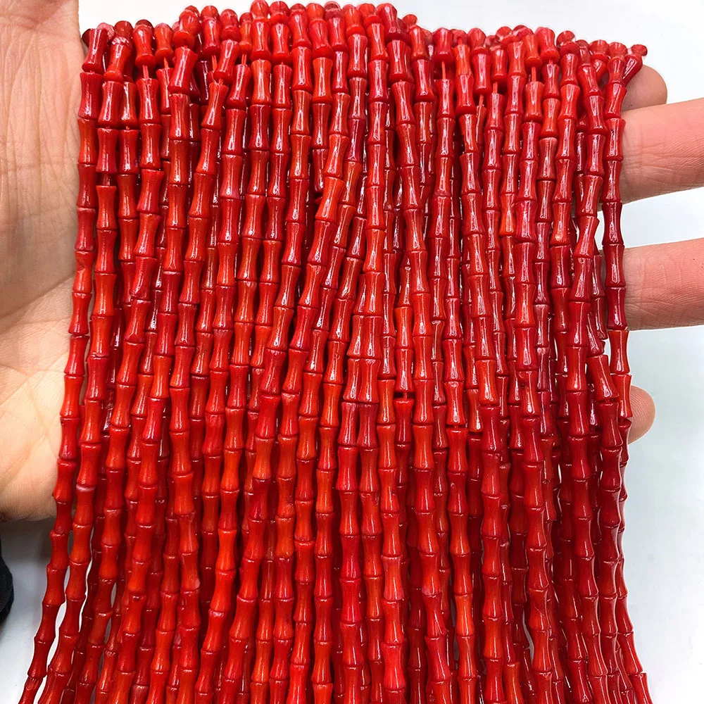 

5x8mm Bamboo Joint Coral Beads DIY Bracelet Necklace Accessories Loose Red Coral Bead For Jewelry Making Strand 15''