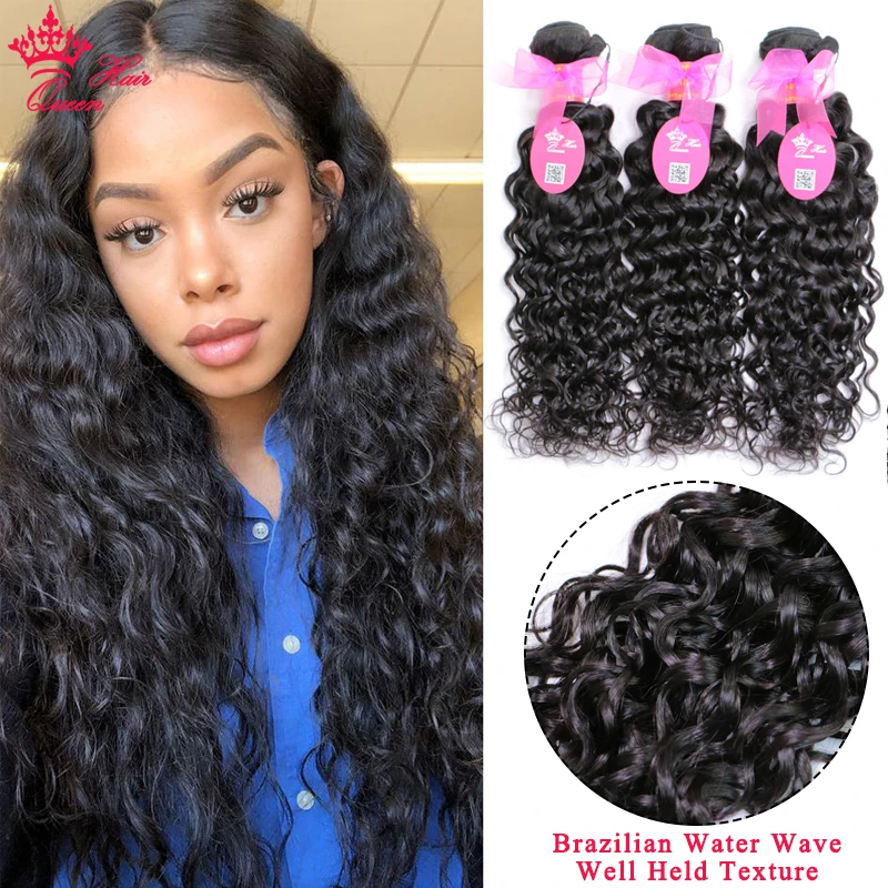 Queen Hair Water Wave Raw Virgin Human Hair High Quality Hair Bundles Double Weft Weaving Queen Hair Official Store