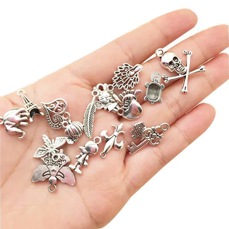 Vintage Mixed 20pcs Tibetan Silver Birds Owl Leaf Tree Metal Charms Pendants DIY Neacklace Handmade Jewelry Making Accessaries