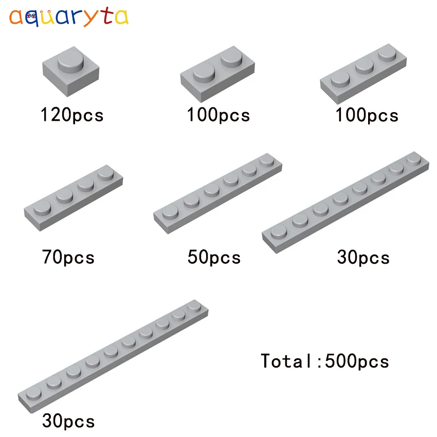 

Aquaryta Building Block Part Light Gray 500pcs/bag Plate Compatible with 3024 3023 3623 3710 3666 3460 Creativity Toy for Child