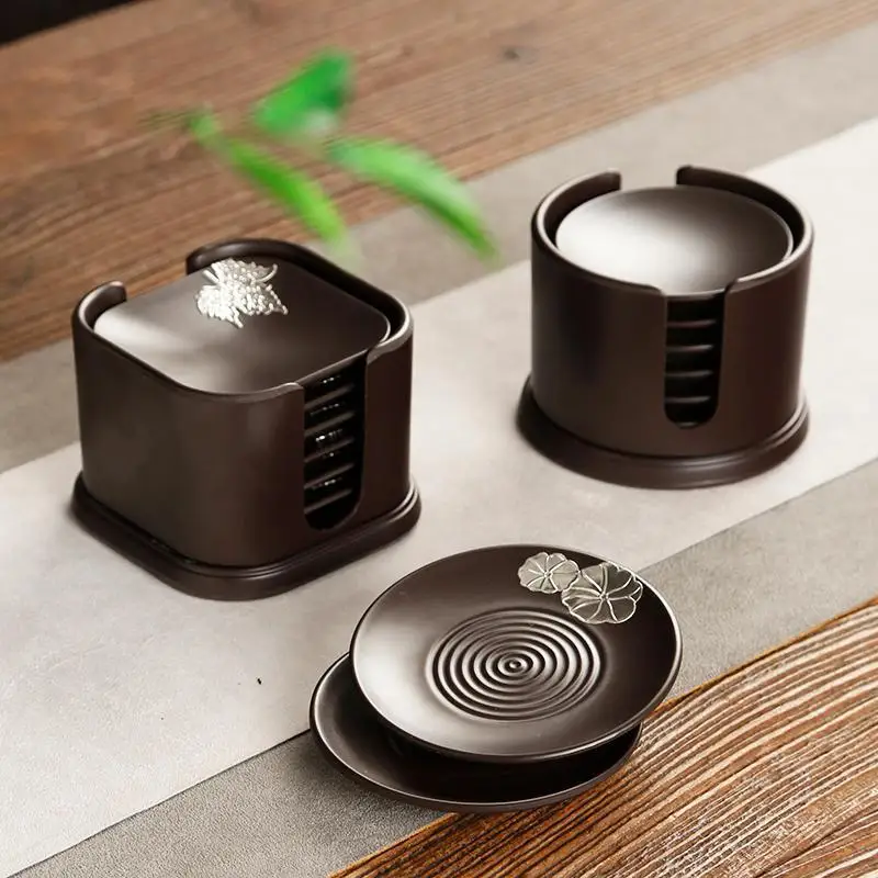 Tea Coaster Kung Fu Tea Ceremony Tea Set Insulation Mat Cup Holder Japanese Household Ebony Combination Set Accessories