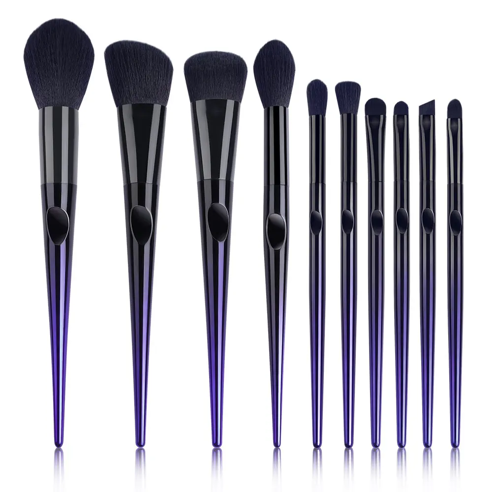 10 Pcs Makeup Brushes Navy Blue Premium Synthetic Hair Brush Foundation Blending Brush Makeup Tool Powder Eyeshadow Cosmetic Set