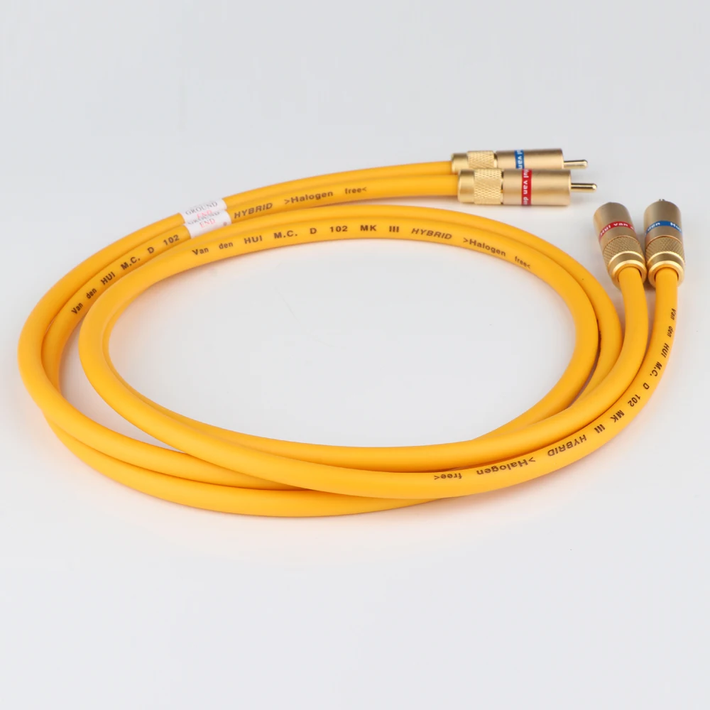 1 par de cables de Audio Van Den Hul M.C D-102 MK III con Cable RCA a RCA VDH chapado en oro (Cable a granel en 1 pieza sin conectores RCA)