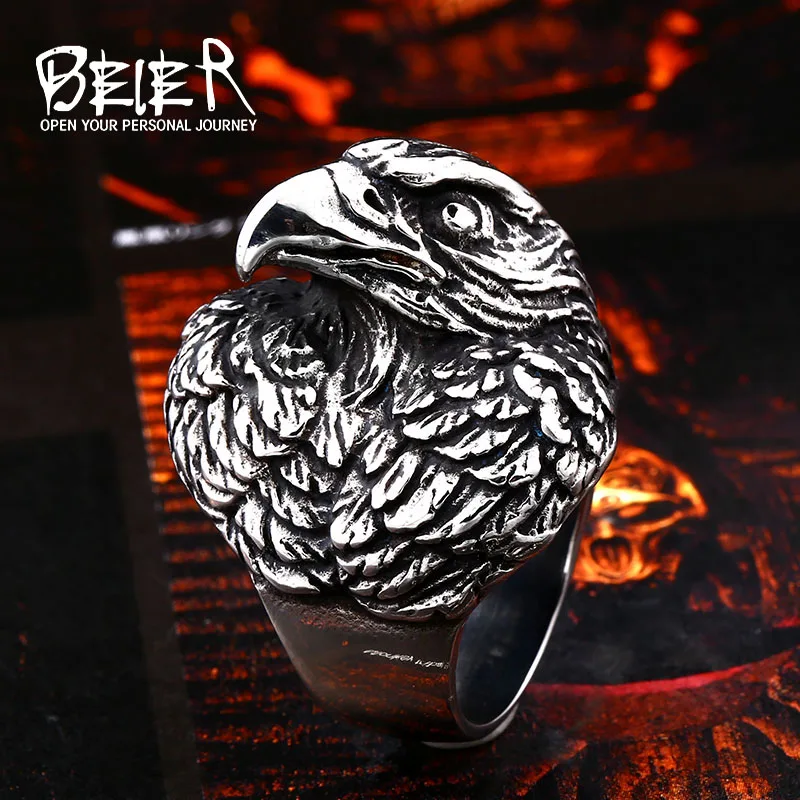 Beier 316L stainless steel Domineering Air Overlord Eagle Men's Ring Punk Animal High Quality Jewelry LLBR8-694R