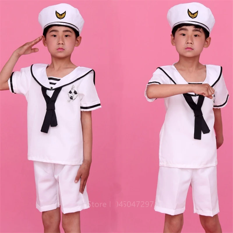 Uniforme per bambini capitano Navay ufficiale marinaio Costume ragazza ragazzo classico Halloween Cosplay esercito vestito fantasia carnevale