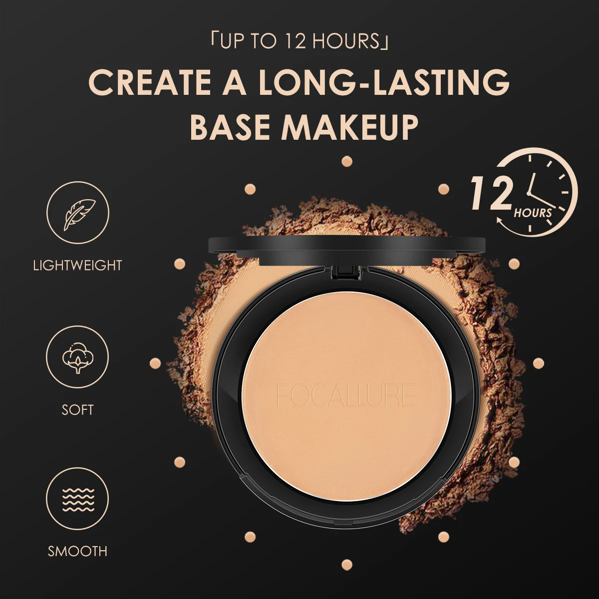 FOCALLURE 9 Colors Pressed Powder Waterproof Long-lasting Full Coverage Face Compact Setting Powder Makeup Foundation Cosmetics