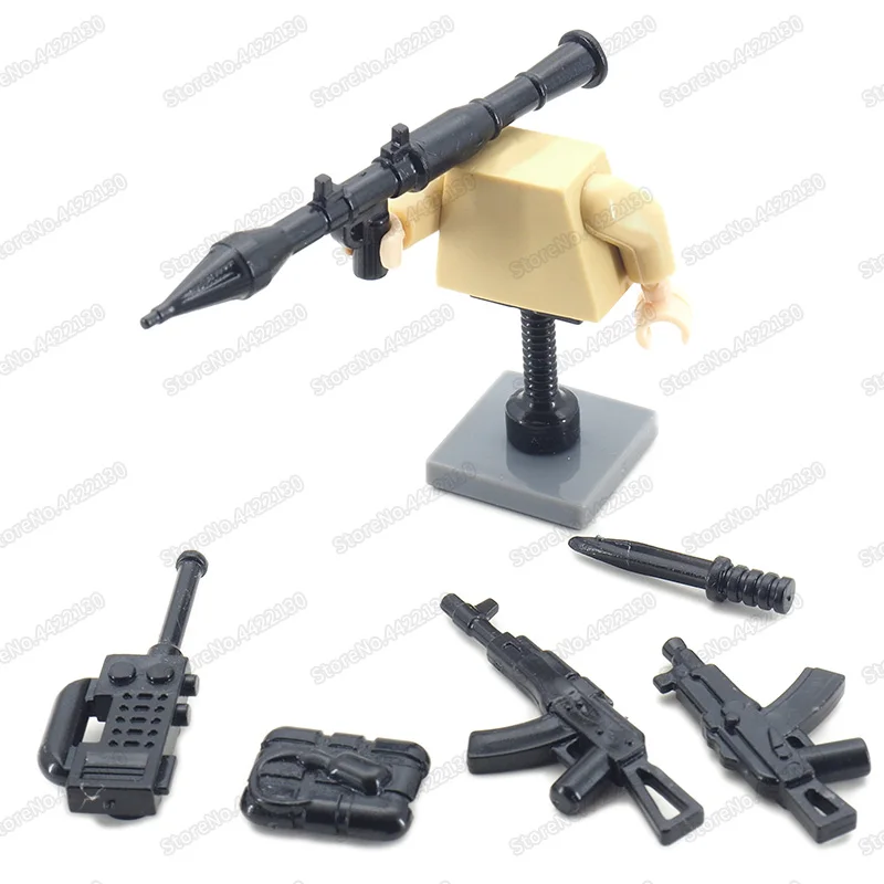 Armas militares para crianças, comunicador do exército, arma, bloco de construção do soldado, figuras equipamentos, acessórios, modelo WW2, Moc Toys, presente do menino