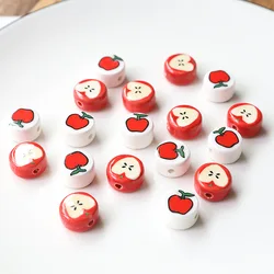 5pcs 15mm Apple Pattern Ceramic Beads For Jewelry Making Loose Bead DIY Bracelet Earring Accessories Fashion Cute